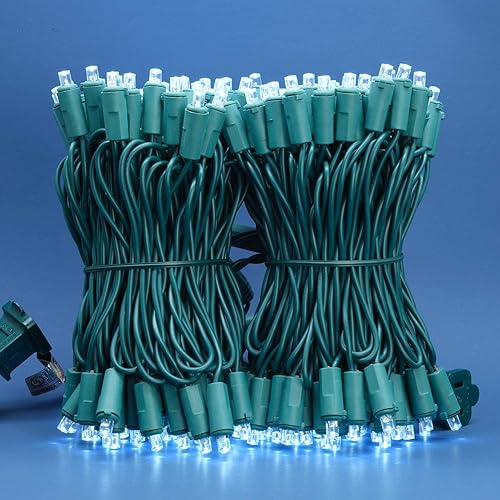 Miniatura 2 de SWEET SHINE Luces LED de Navidad blancas frías con cable verde, 66 pies, 200 unidades, certificación UL, grado comercial, 0.197 in, juego de luces