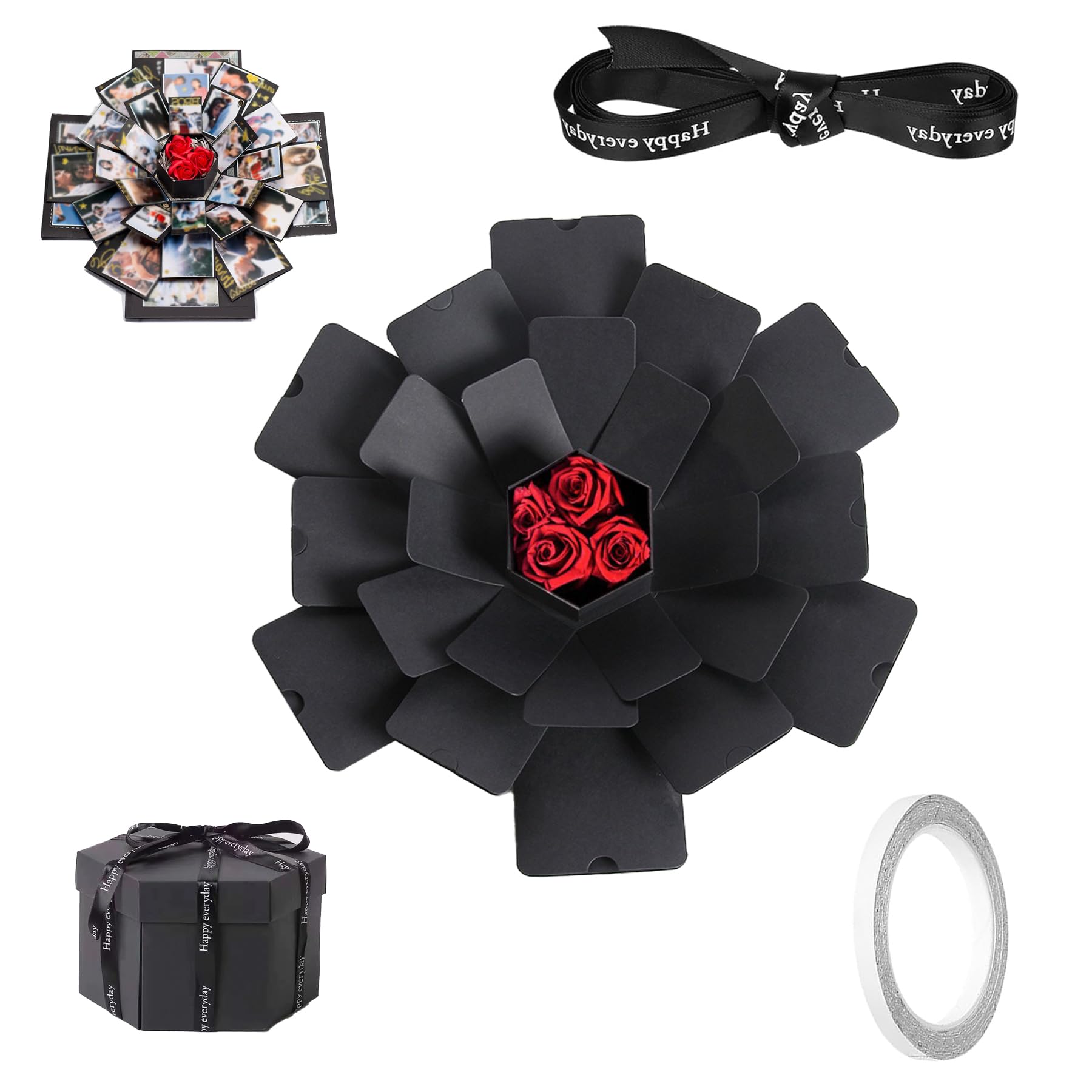 BAIYSFFG Explosion Box,6 Faces Creative Surprise Box,Valentine'S Day Folding Gift Box Handmade DIY Photo Albumss,Personalised Photo Gifts for Birthday Valentine's Day Mother's Father's Day Wedding