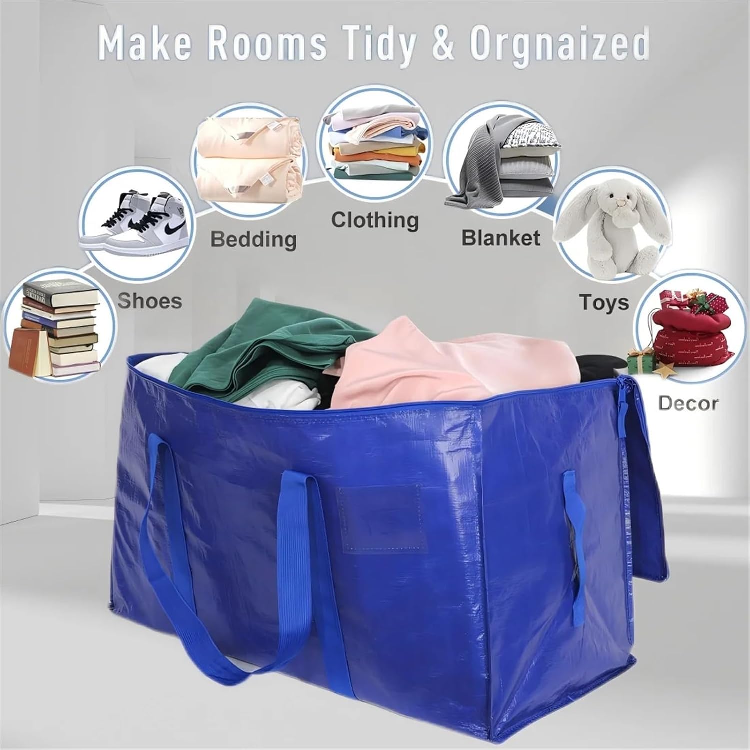 Reliable 4pcs Waterproof Large Moving Bags with Side Handles Tag Pocket Storage Bag with Zippers