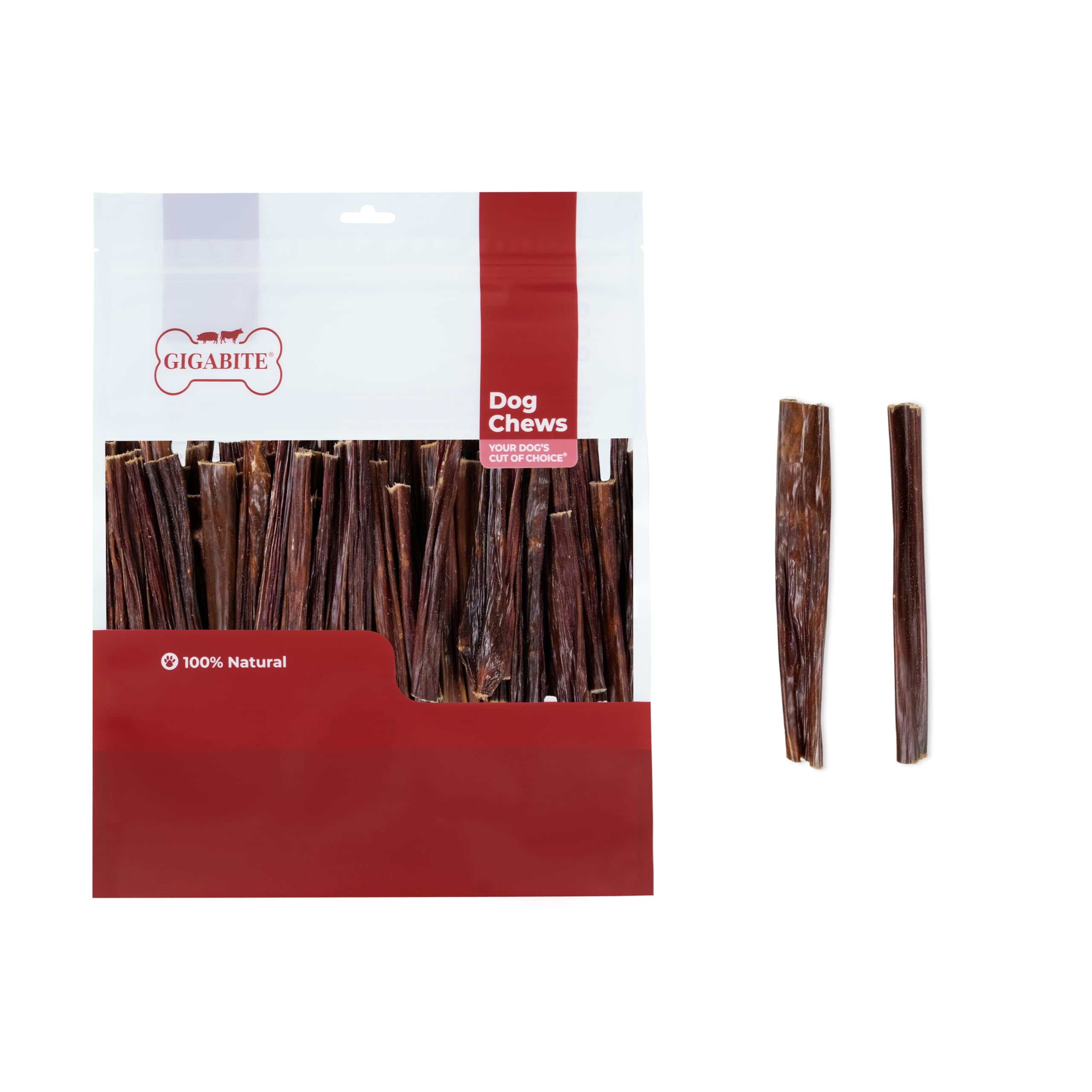 GigaBite Single Ingredient All Natural Free Range Bully Treats and Chews - Bully Sticks/Bladder Sticks/Beef Esophagus by Best Pet Supplies - Esophagus Sticks (6 Inch), Pack of 100