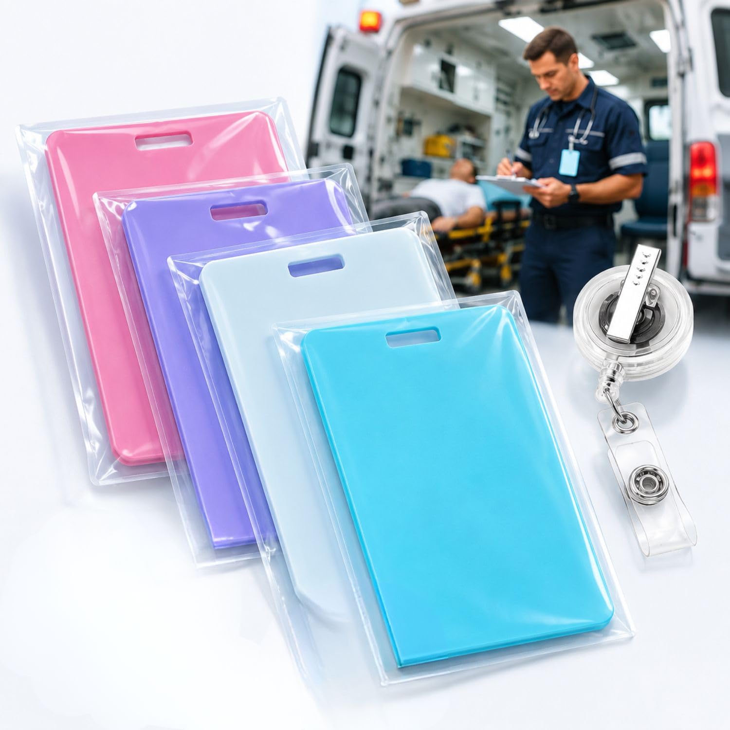 Erasable Badge Note, 4pcs Reusable Mini Whiteboard Clipboard, Whiteboard Clipboard with Clip, for Nurses Doctors Teachers (Vertical)