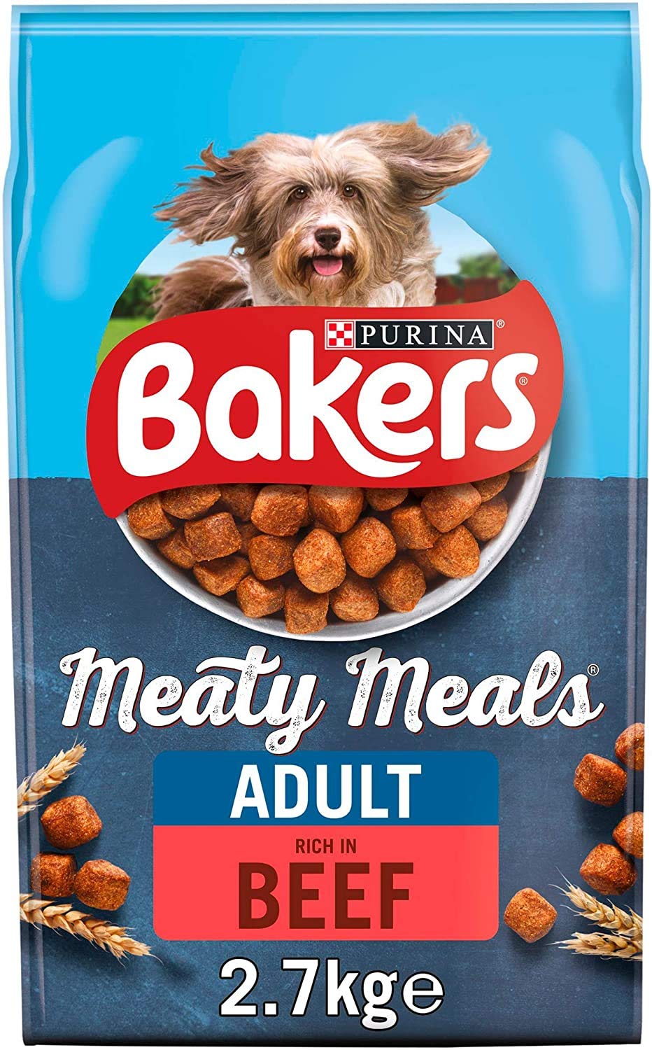 Bakers Meaty Meals Adult Dog Beef Dry Food 2.7kg (PACK OF 2)