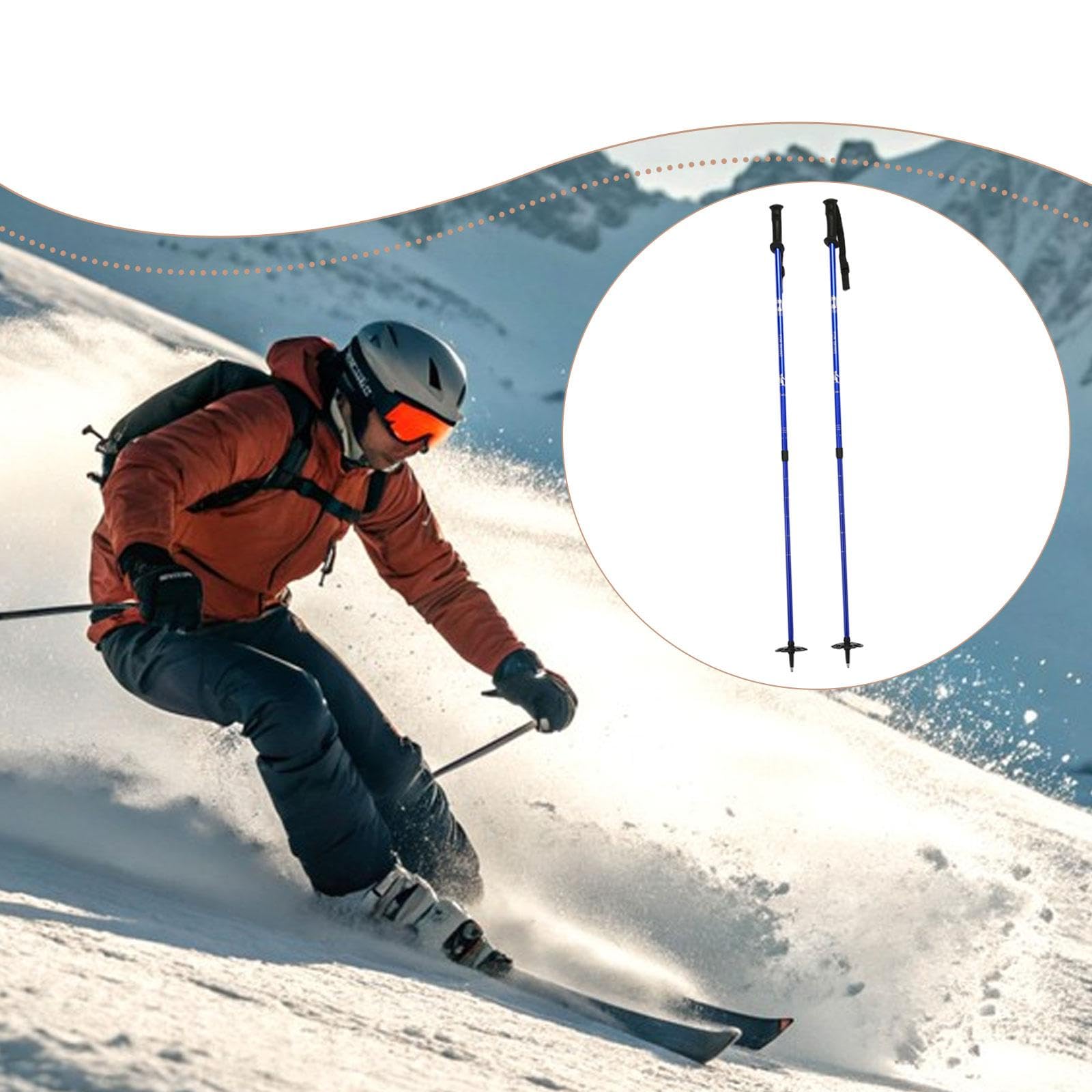 2 Pièces Bâtons de Randonnée Ski Télescopique Aluminium Alliage Système de Verrouillage Rapide Poignée Confortable Adapté Aux Expéditions Activités Ne