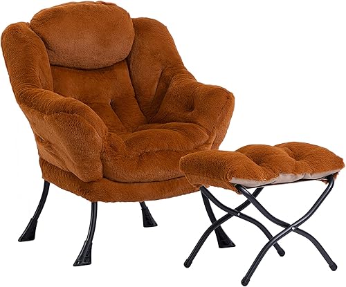 Miniatura 51 de HollyHOME - Silla perezosa con reposabrazos y bolsillo lateral, cómoda silla de sala de acento, sillón de sofá de ocio para sala de estar, recámara,