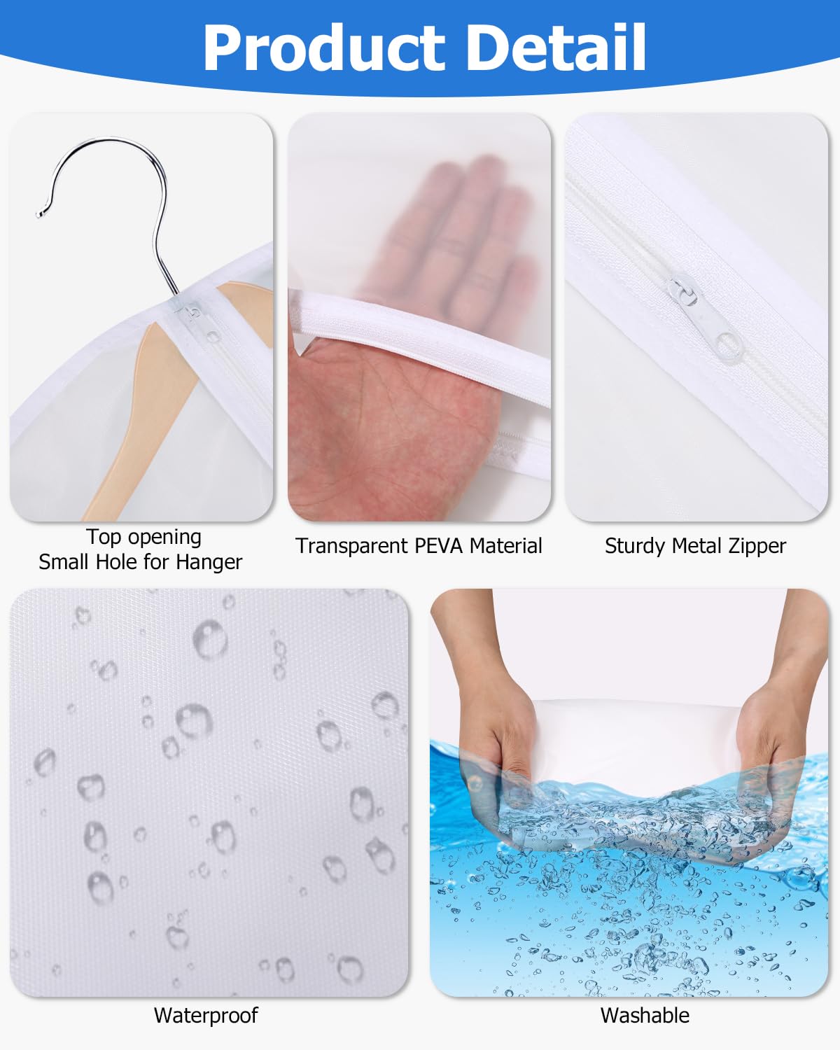 12 Housses De Vêtements Semi-Transparentes - Protection Anti-Poussière 60x120/100/80cm (Blanc)