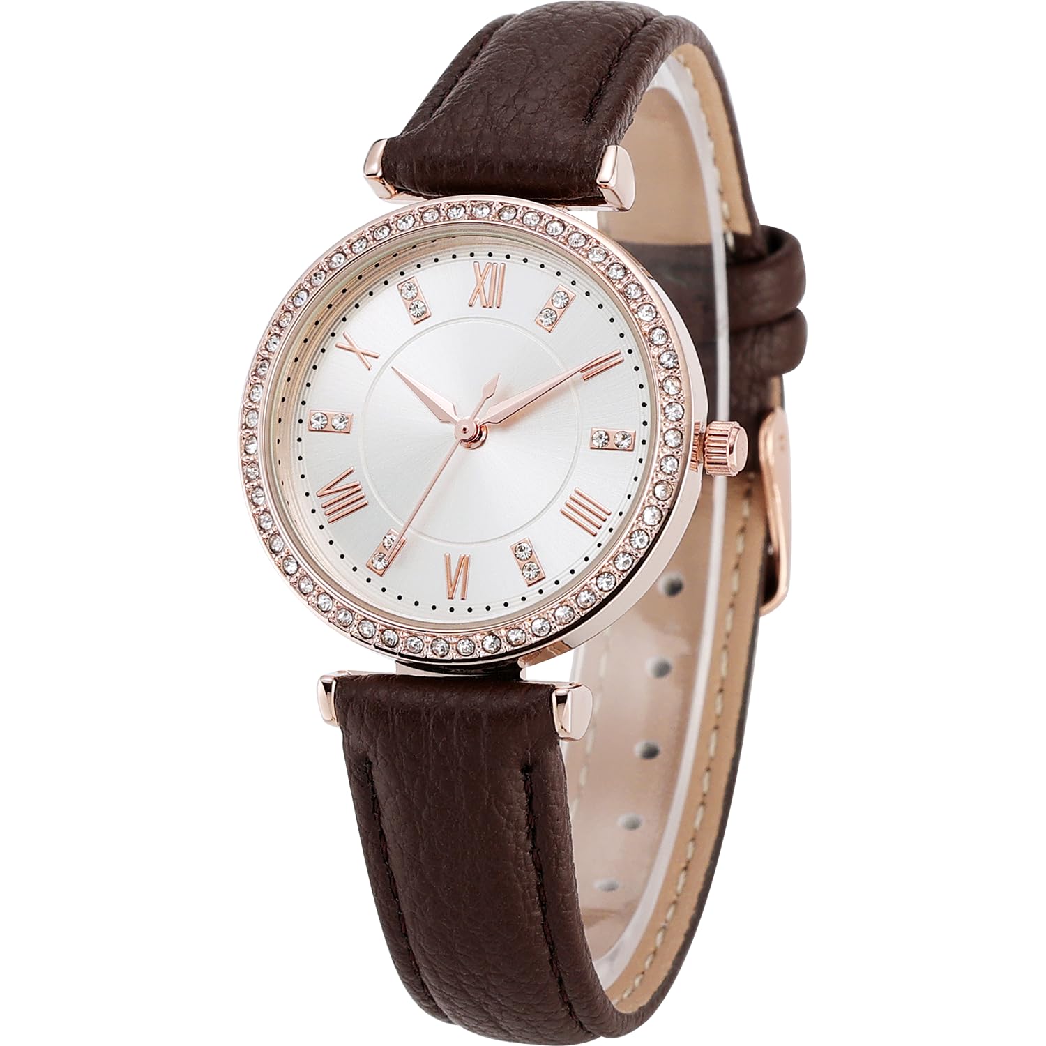 NUOVO Reloj de Cuarzo Analógico para Mujer - Elegante Con Correa de Cuero Negro o Blanco
