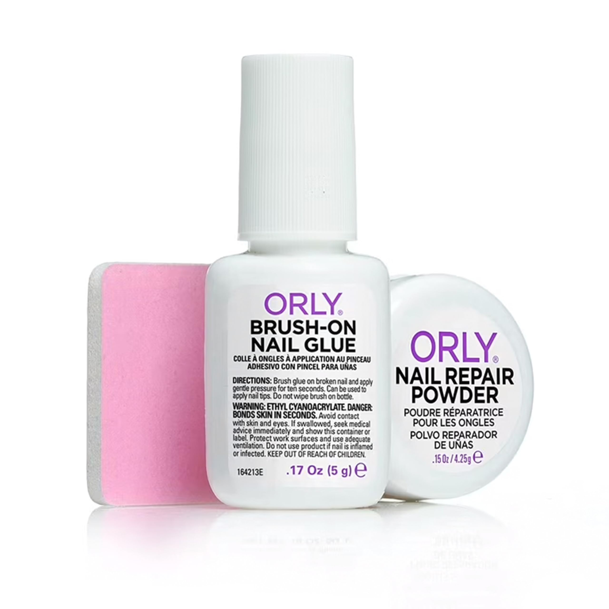 ORLY Nail Rescue Kit for Split & Cracked Nails | Includes Brush-On Nail Glue, Repair Powder & Mini Buffer | 3 Easy Steps for At-Home Nail Repair | Strengthens & Restores Damaged Nails | Easy to Apply