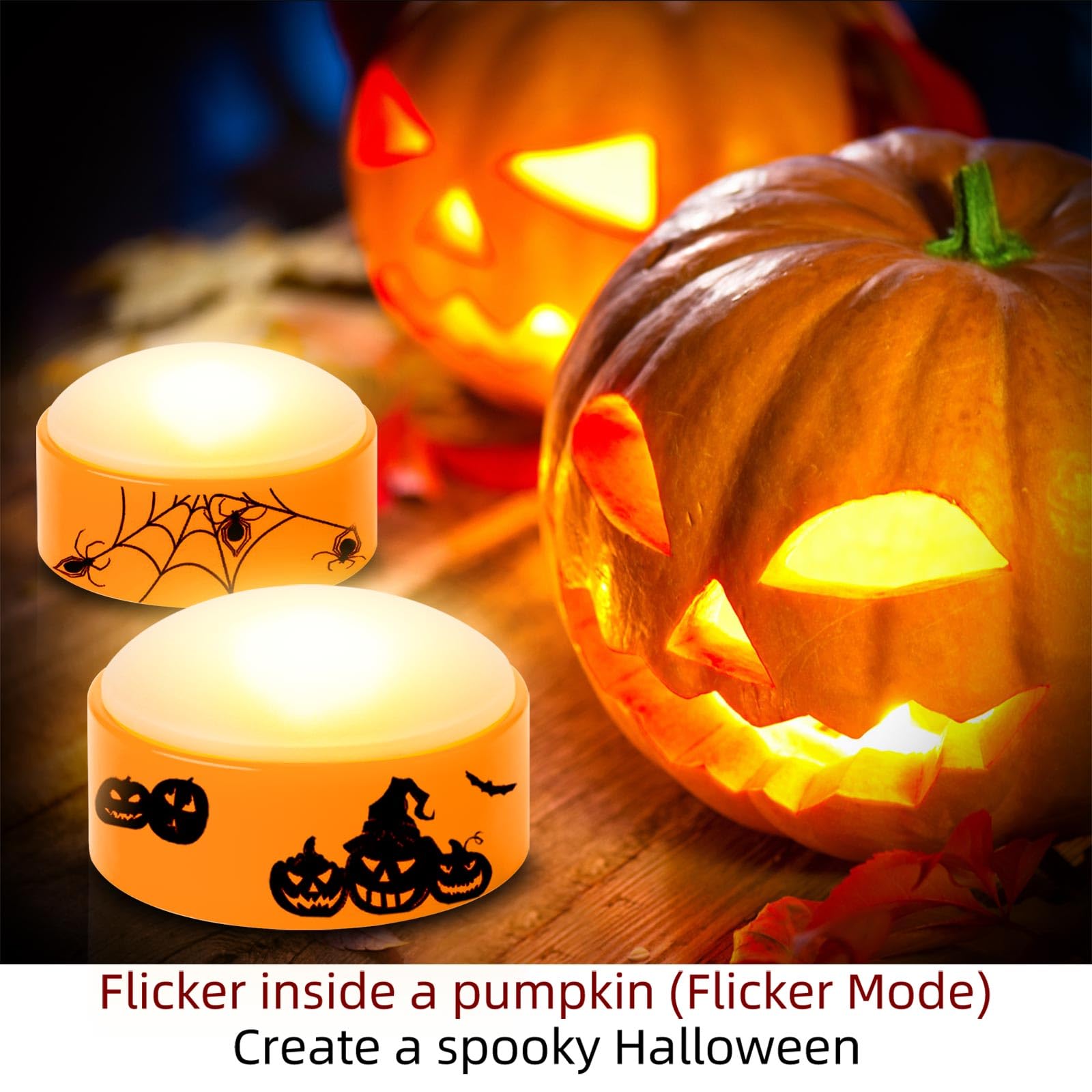 4 Luci LED A Forma Di Zucca Con Telecomando E Timer - Batteria, Senza