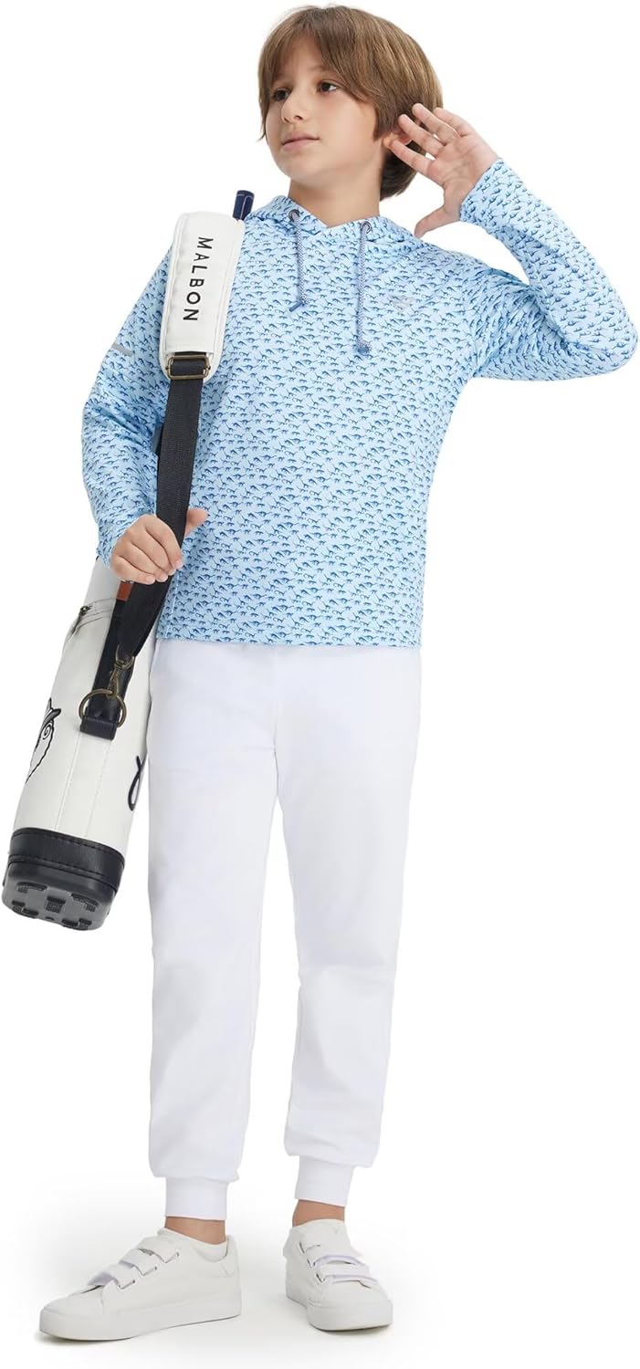 M MAELREG Boys Fleece Sweatpants Stretch Water Resistant Golf Joggers for Boys with Zipper Pockets Athletic Track Pants