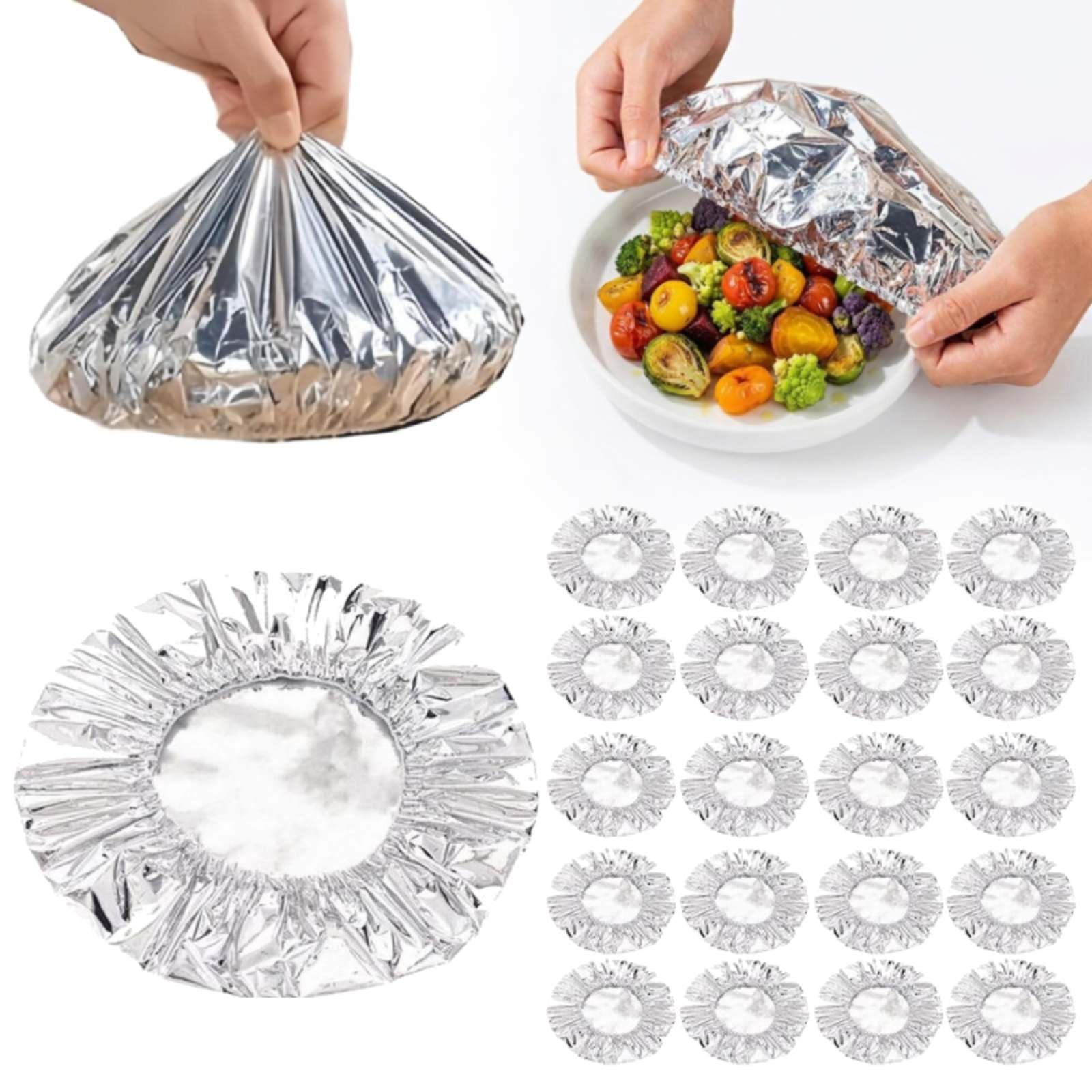 50Pcs Reusable Aluminum Foil Insulation Cover for Kitchen – Fresh-Keeping Food Cover, Thickened Heat-Resistant Material with Continuous Warmth