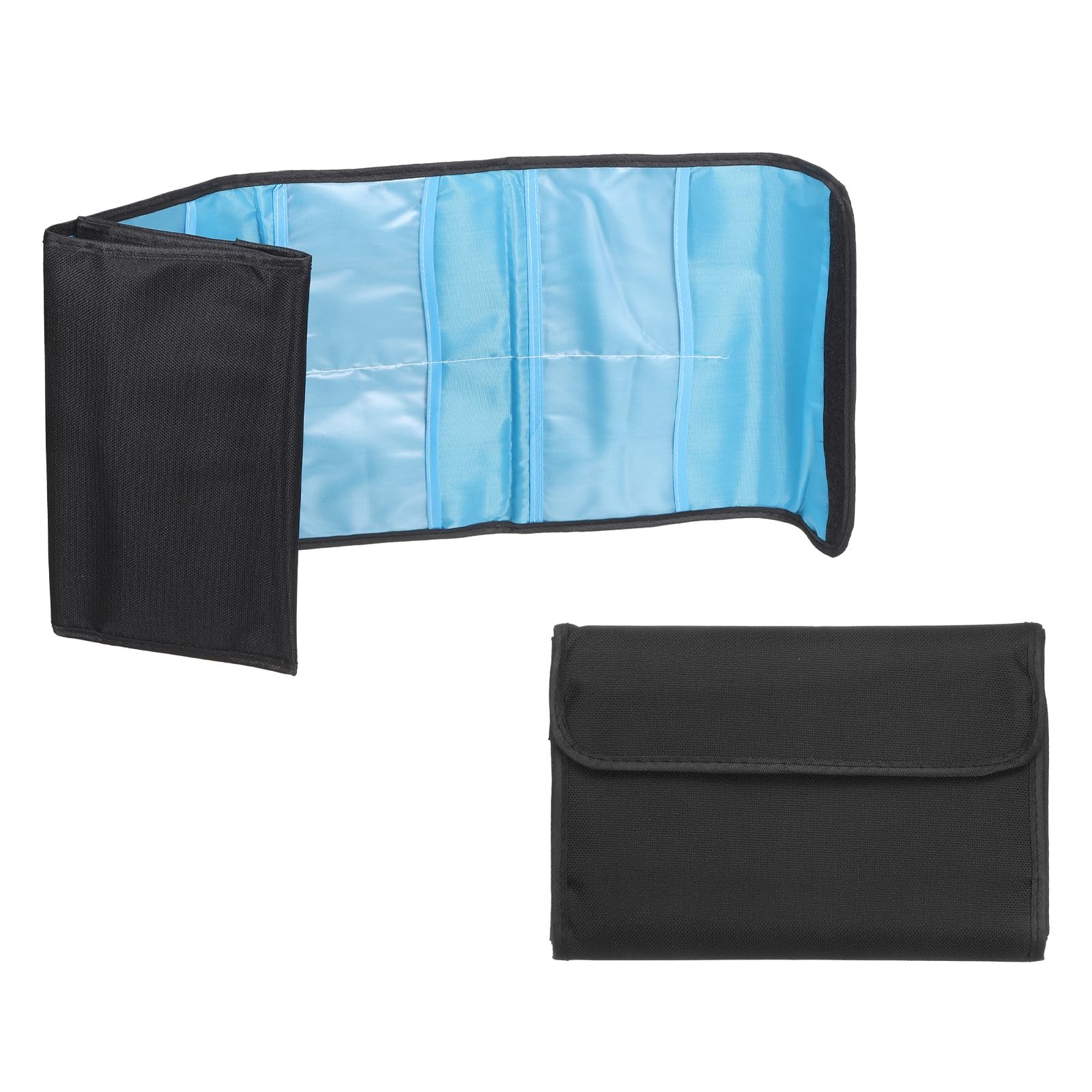 PATIKIL Estuche para Filtros De Lente De 49 mm, 2 Piezas Bolsa De Transporte para Filtros De Cámara con 12 Bolsillos, Funda Protectora De Nylon Antigolpes, Negro