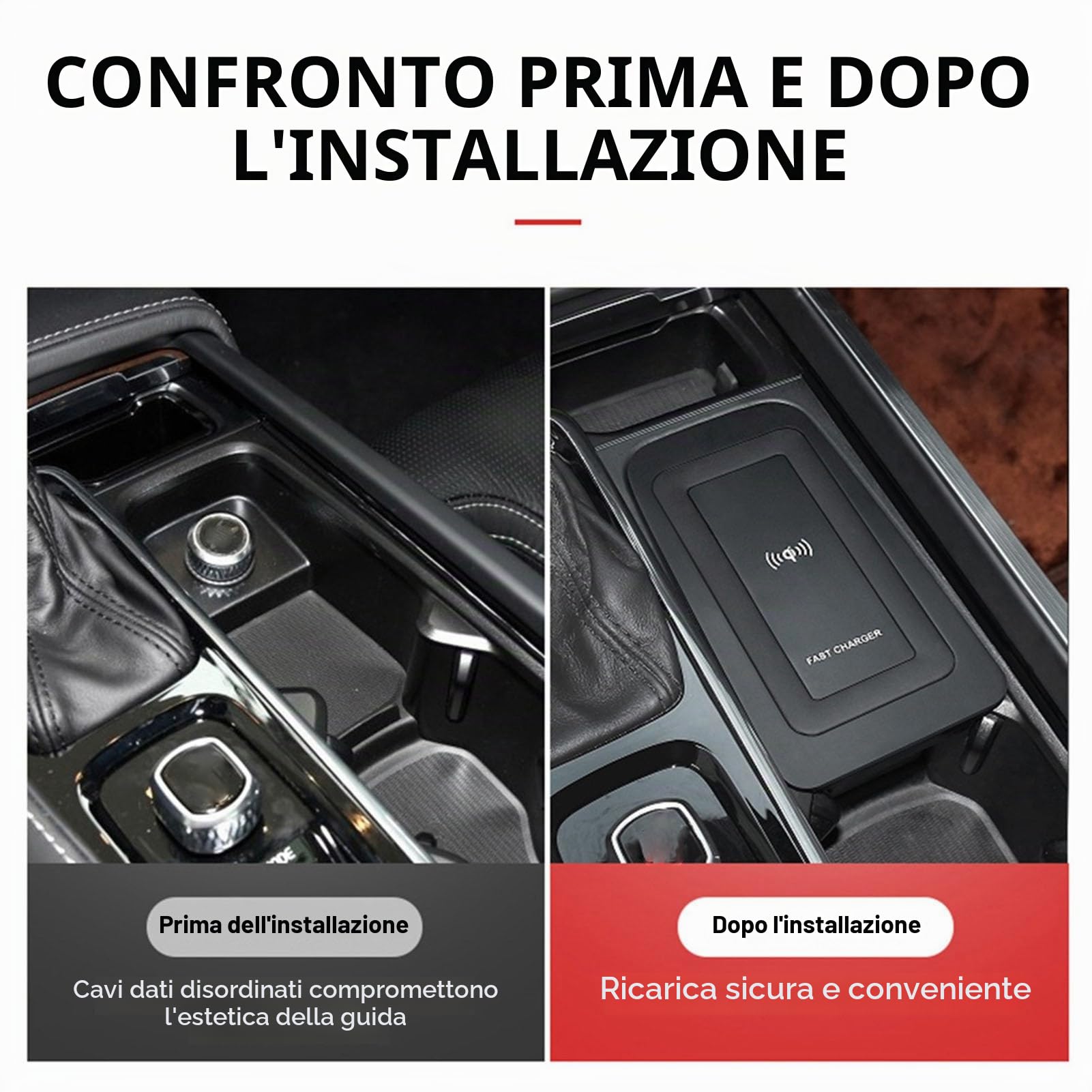 Caricatore senza fili-Caricatore Induttivo per Piastra di Ricarica per Caricabatterie per Auto Qi 1.2 15 W WPC Adatto per S60 / V60 / XC60 / S90 / V90 / XC90