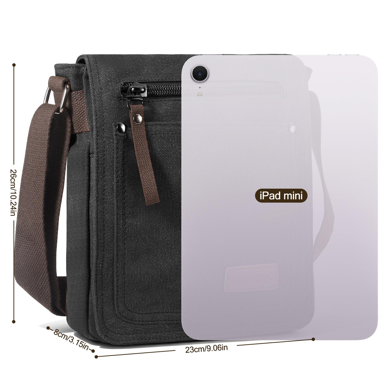 Sacoche Homme Bandouliere, Solide, Bon Design Toile Sac BandoulièRe Homme Poches Fermeture éClaire avec BandoulièRe RéGlable pour Usage Quotidien Voyage RandonnéE Multifonctionnel Men's Messenger Bag