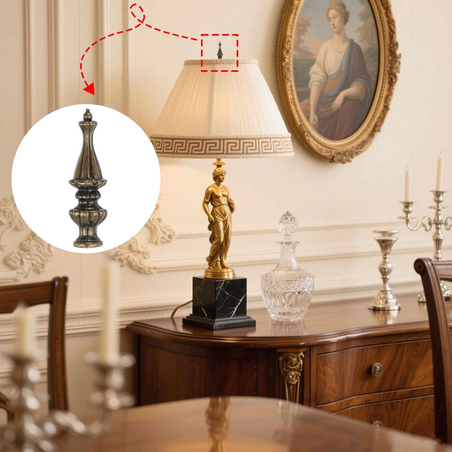 Bronze Lamp Finial Screw Cap Knobs Retro Classic Finials for Lamps Shades Decorative Topper Lamp Harps Parts Lamps Shade Holder Finials Decoration Accessories (3.34 Inch Tall)