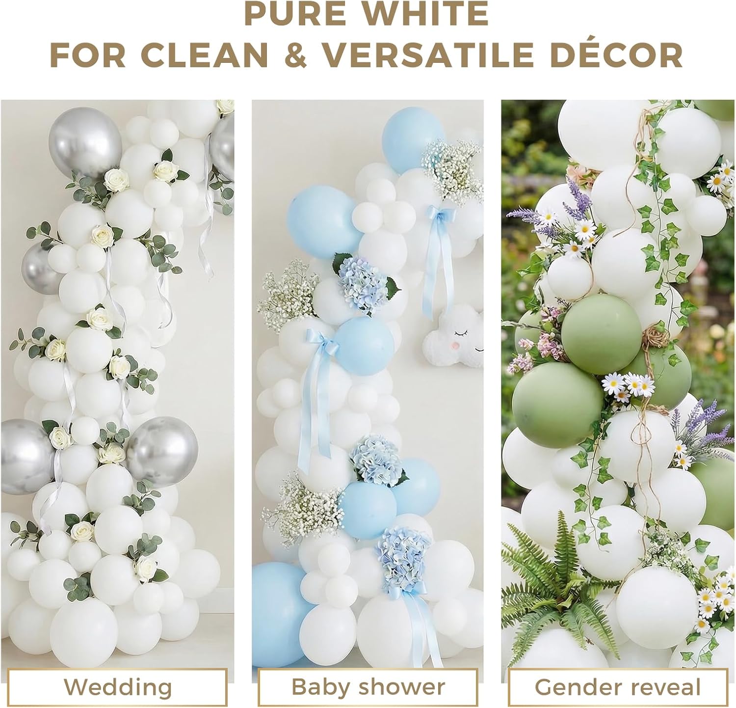 LovesTown 160PCS Small White Balloons, 5 Inch Matte White Latex Balloons for Wedding, Birthday Party, Celebration - Image 3