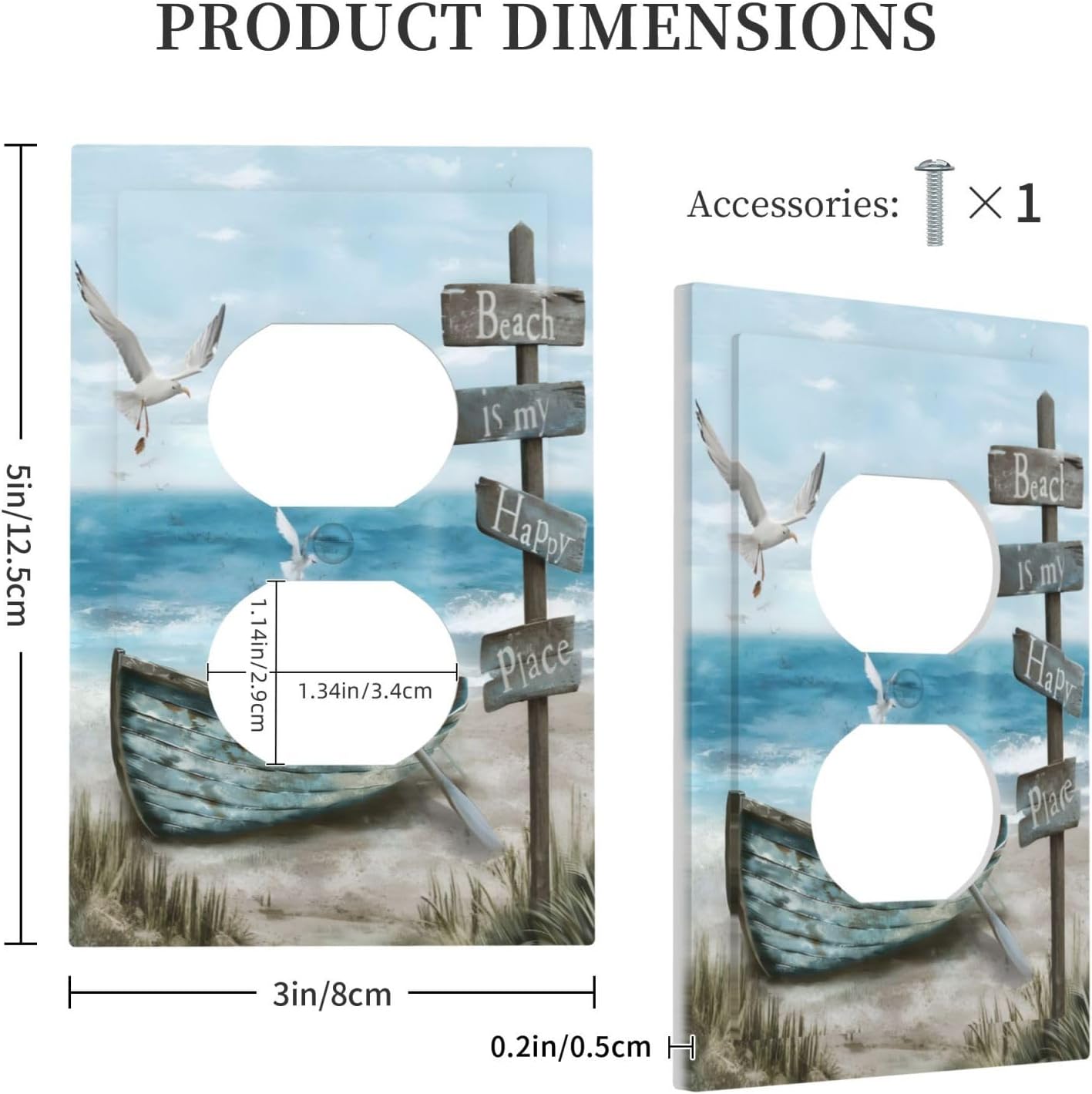 Decorative Outlet Covers Nautical Boat Sea Beach Birds Oil Painting Style 1 Gang Duplex Light Switch Cover Plate Unique Wall Plates for Electrical Outlets Switch Plate Covers for Home Decor image 5