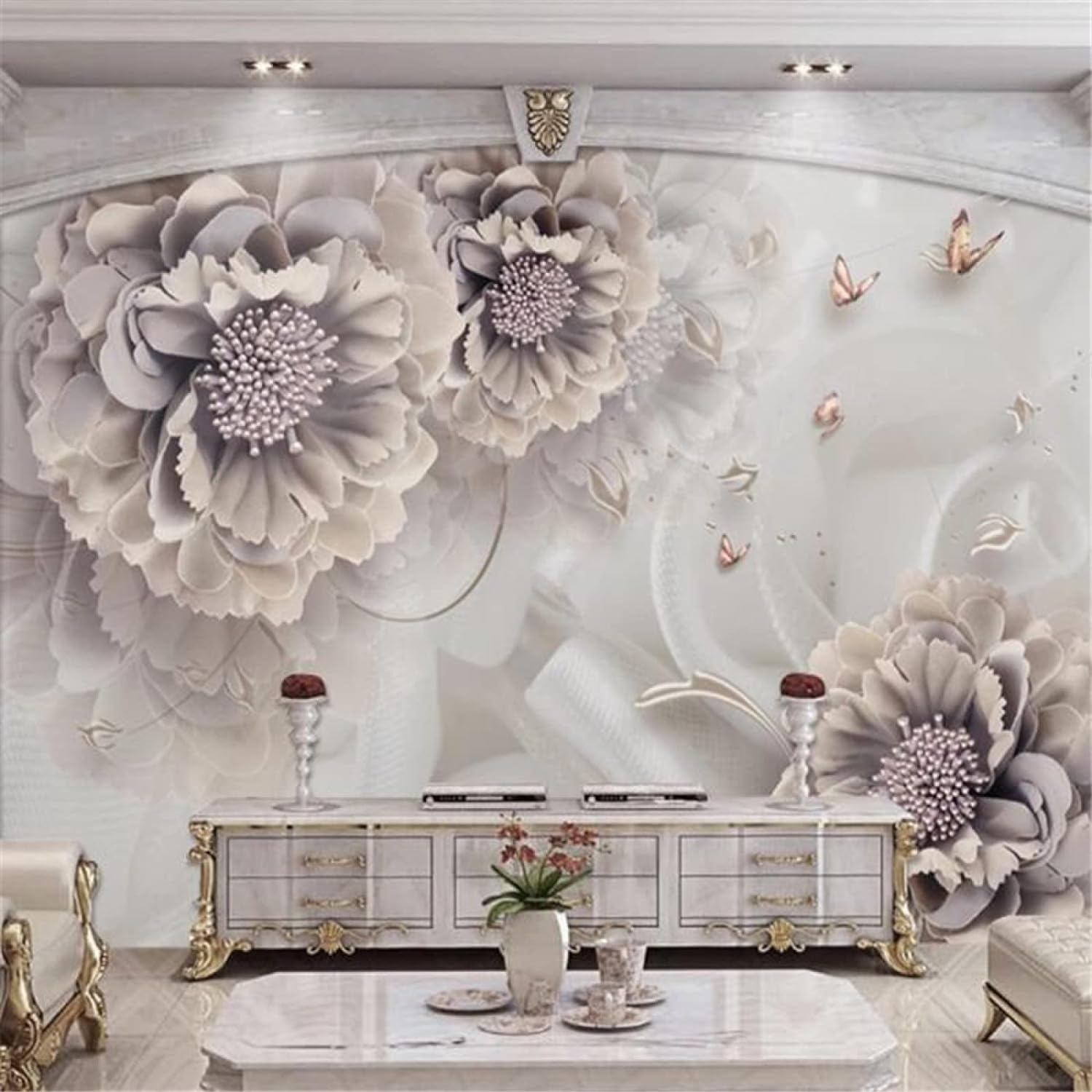 Papier peint personnalisé 3D panoramique sans couture motif fleurs pour bureau et salon