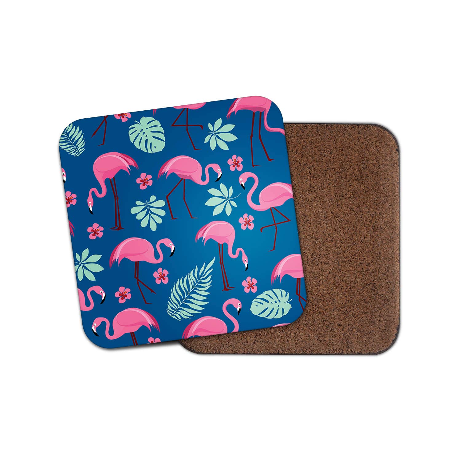 Destinationvinyl Girls Multicolor 1 X Tropical Pink Flamingo Cork Backed Drinks Coaster - Friend #8461