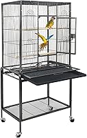 ZENY 53-Inch Large Bird Flight Cage with Rolling Stand - Wrought Iron for Cockatiels, Parakeets, Lovebirds, Finches (Black)