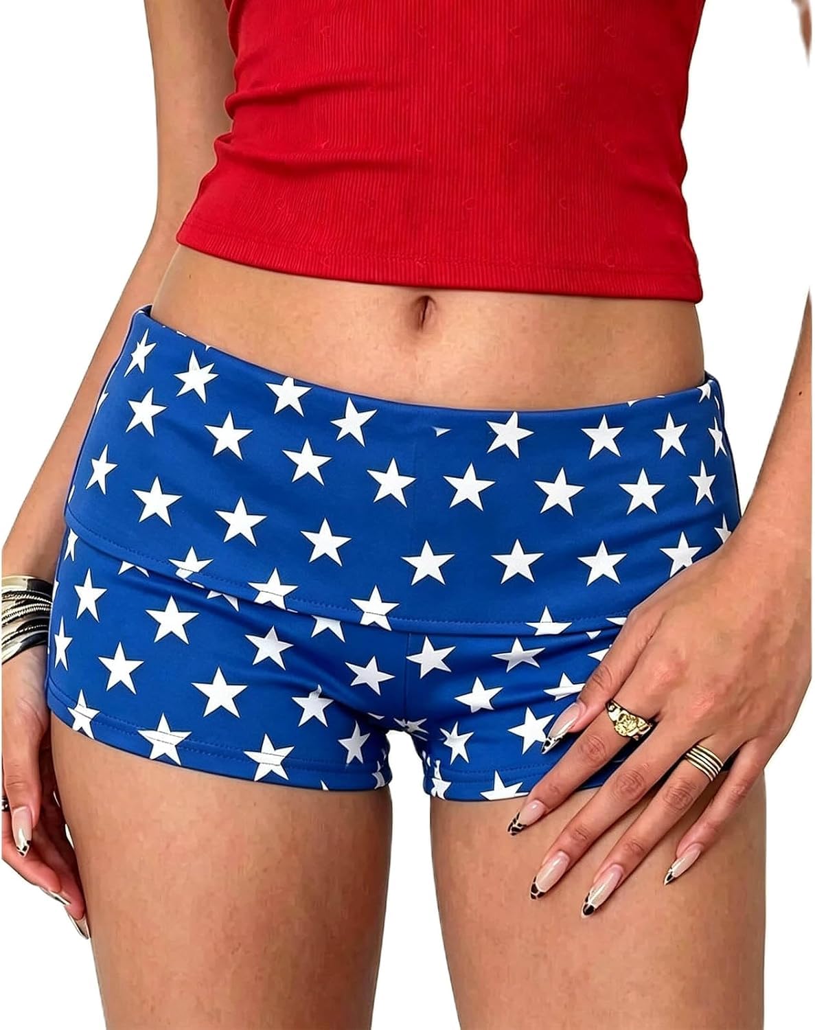 Svuitmsl Women Superheroine Star Print Shorts Halloween Party Bottom Skirt Costume (G-Blue, S) — image 1