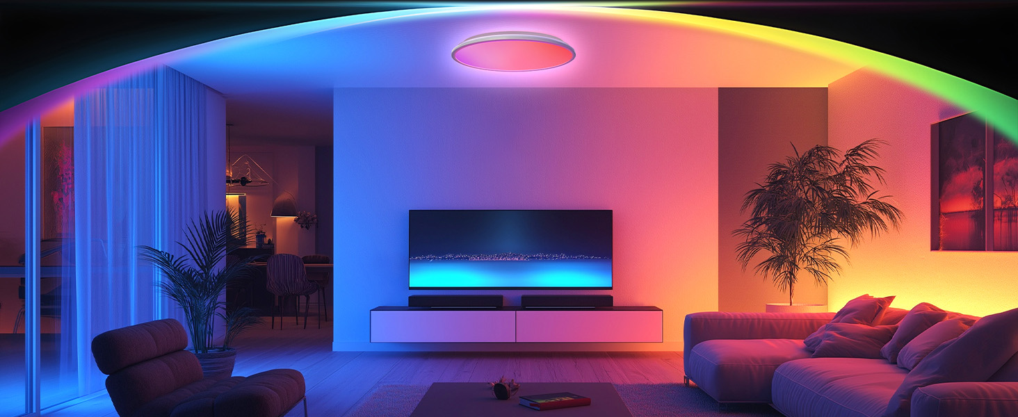Produktbild von SonPen LED Deckenleuchte Dimmbar 30cm,25W 3200LM RGB Deckenlampe Mit Fernbedienung,1800K Nachtlicht Warm,Lampe 3000K-6500K Dimmbar IP54 Wasserfest Für Schlafzimmer Kinderzimmer Wohnzimmer Badezimmer