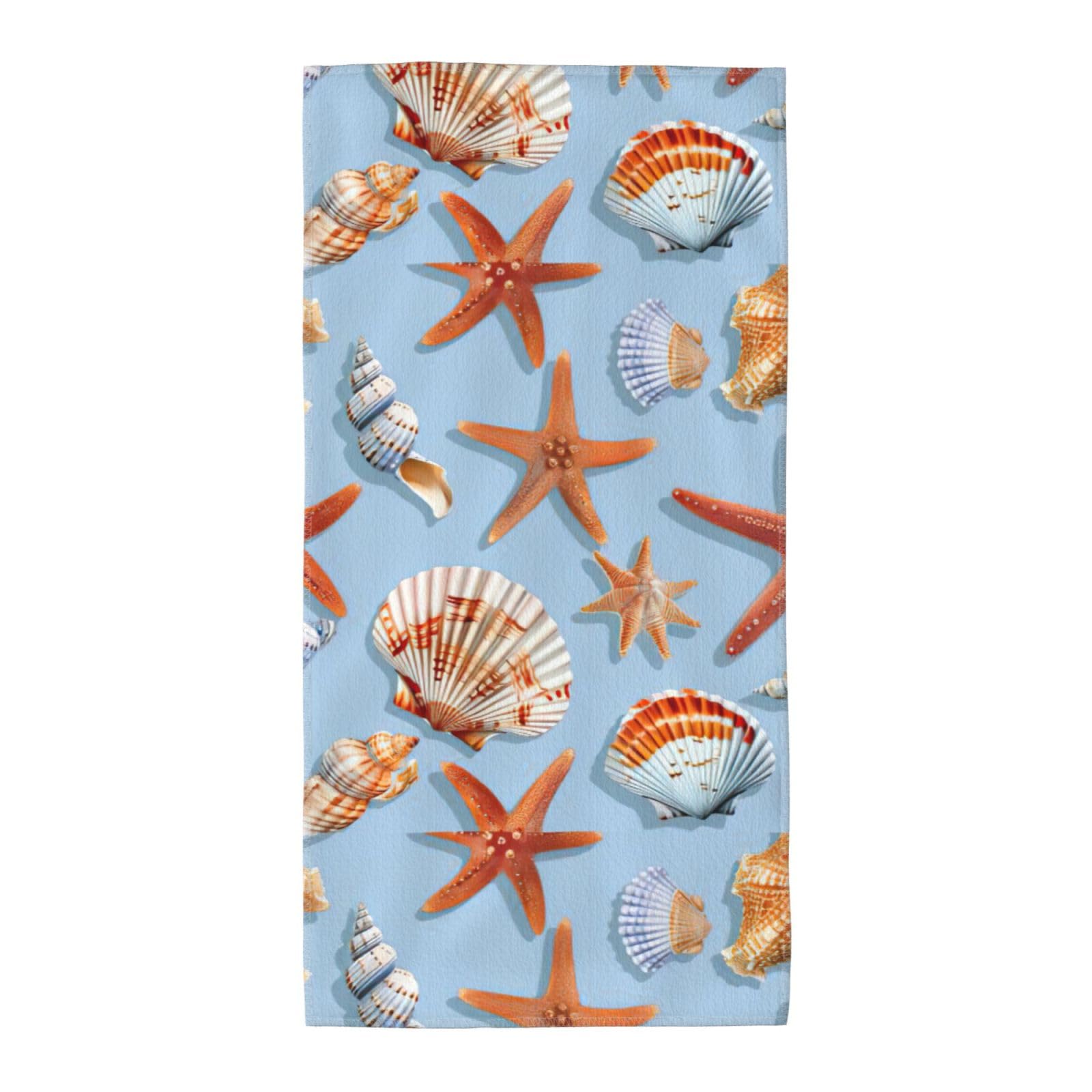 Cbaaghh Starfish And Seashell Pattern Print Towel, Towels Thick Face Towels Fast Drying Washcloth For Bath, Spa, Gym