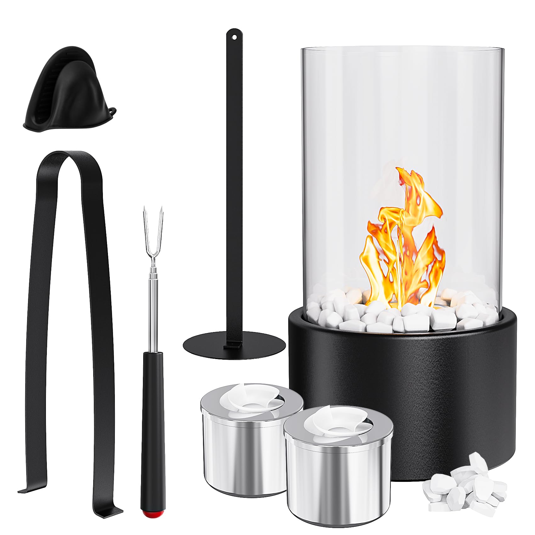 Tabletop Fireplace with 10 Accessories | Exquisite Fireplace Gift Box | Bio Ethanol Tabletop Fireplace | Portable Table Top Fire Pit | Table Top Fire Bowl Indoor and Outdoor