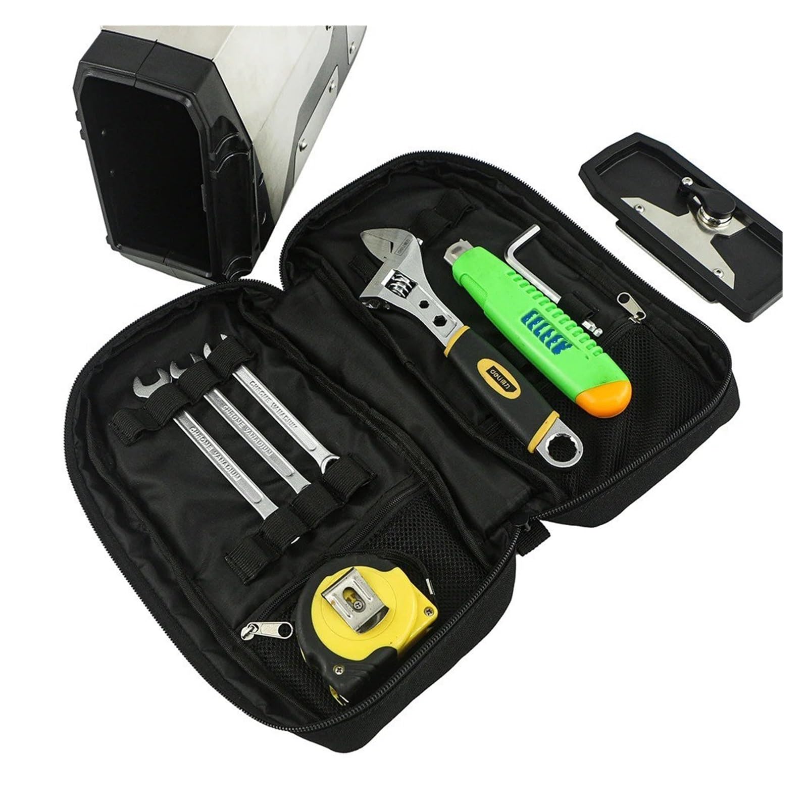 Motorradtasche Für BMW R1200GS R1250GS LC ADV F750GS F850GS Für TRK502X F 850 ​​GS Motorrad Toolbox 4,2L Werkzeug Box Innere Tasche Lagerung(Silvery Box with Bag)