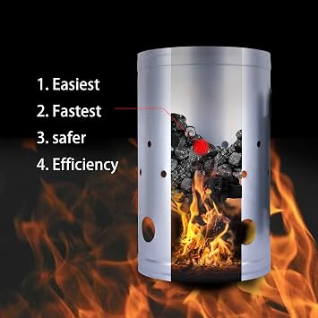 Large Fire Charcoal Starter for BBQ Grill, 11 Inch Chimney with Fire Kit