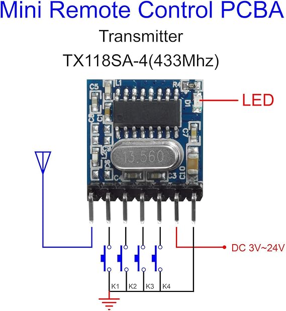 QIACHIP Wireless RX480E 433MHz RF Module Receiver and Transmitter Built-in Learning Code 1527 Decoding 4 Channel Output for Arduino