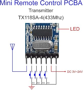 QIACHIP Wireless RX480E 433MHz RF Module Receiver and Transmitter Built-in Learning Code 1527 Decoding 4 Channel Output for Arduino