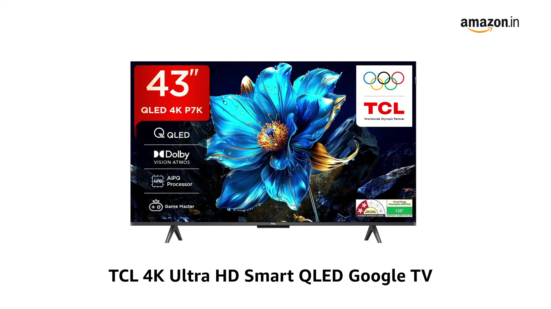 TCL 108 cm (43 inches) 4K Ultra HD Smart QLED Google TV 43P7K
