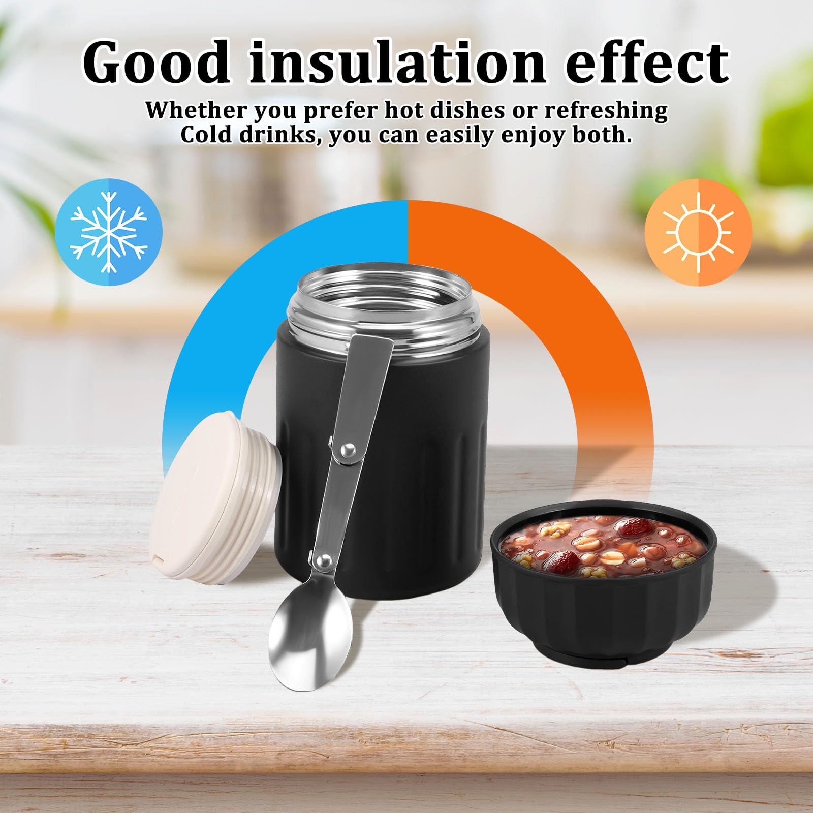 Boîte à Lunch Isotherme Inox Jar Alimentaire En Acier Inoxydable - Thermos De Soupe 600 Ml Avec Cuillère - Boîte Repas Portable Et étanche Récipient Soupe étanche