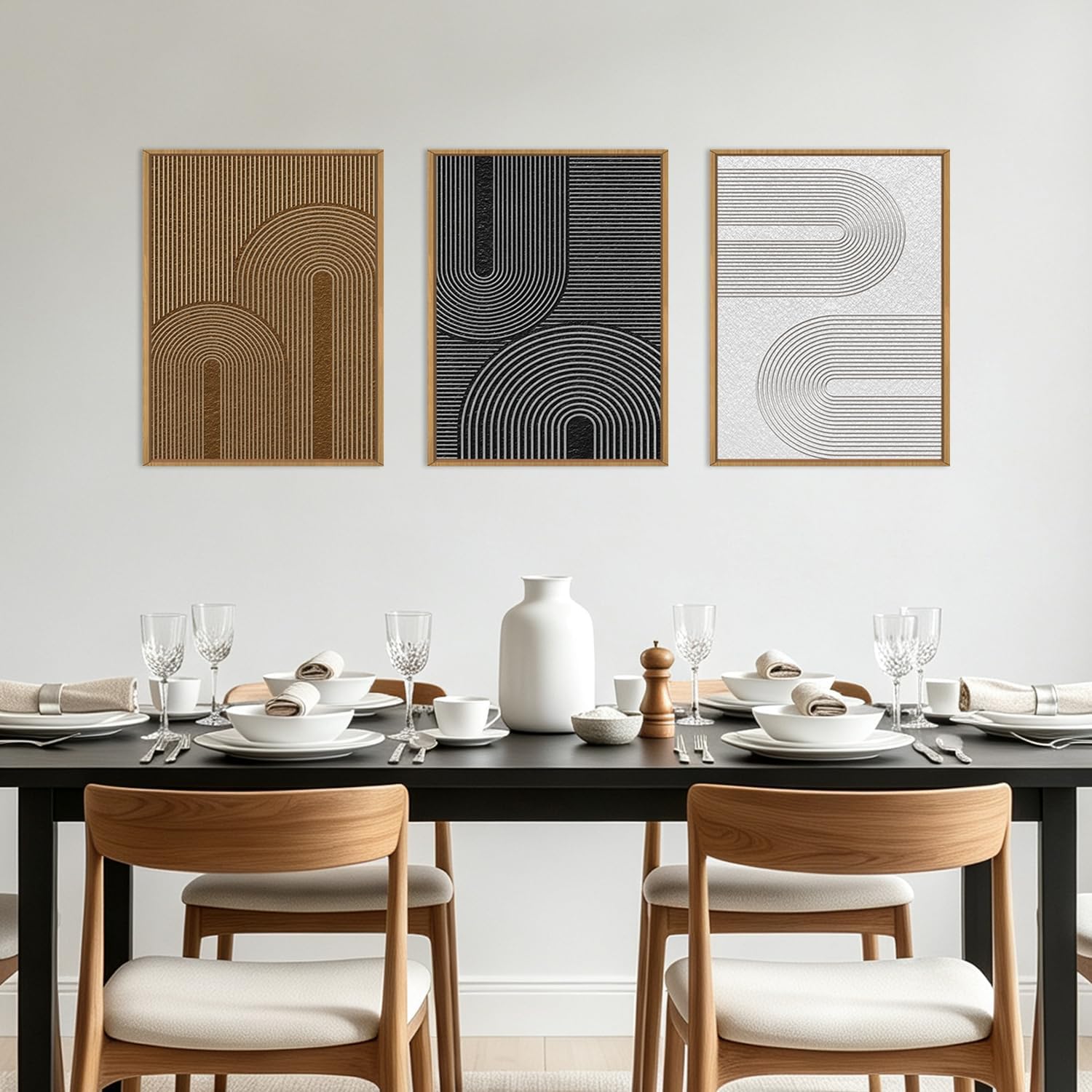 BINCUE Framed Dark Wall Art Geometric Artwork Abstract Modern Wall Decor for Living Room Bedroom Office 12x16 Inch Set of 3 image 4