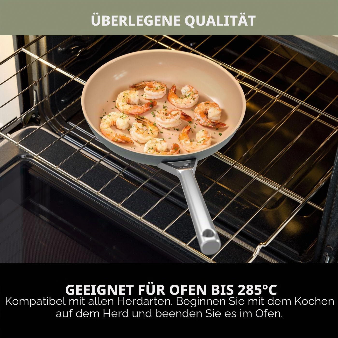 Ninja Extended Life 5-teiliges Keramik-Kochgeschirr-Set, ofenfest 285 °C | (20 & 24 cm Bratpfannen + 16, 18 & 20 cm Töpfe und Deckel), antihaftbeschichtet (ohne PFAs, PFOA, Blei oder Cadmium)