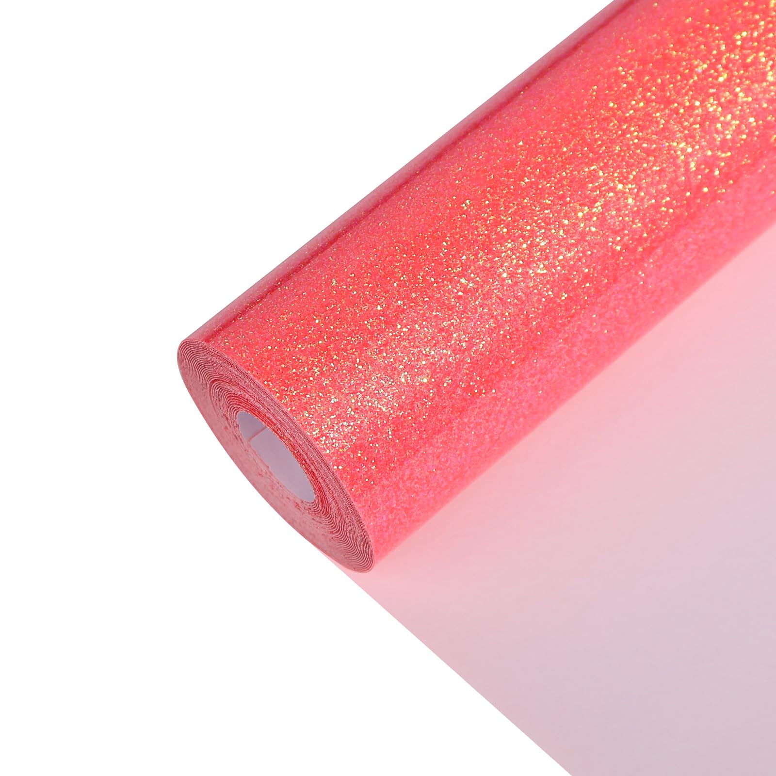 Neon Red Glitter Heat Transfer Vinyl 12" x 15 ft HTV for Shirts, Glitter HTV for All Cutter Machine - Easy to Cut &amp; Weed for Heat Vinyl Design (Neon Red)