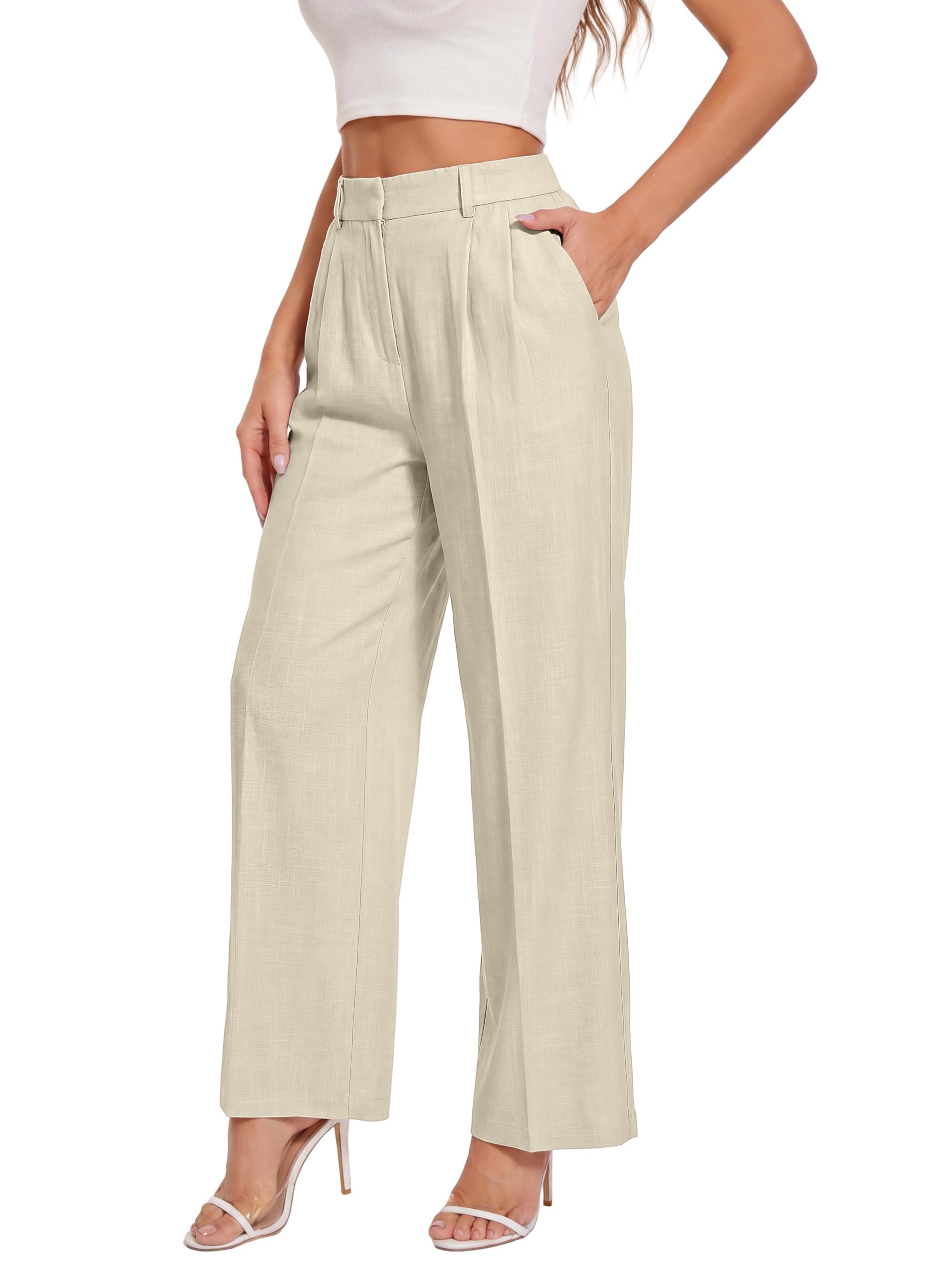 FUNYYZO Wide Leg Dress Pants for Women Work Slacks Business Casual Outfits