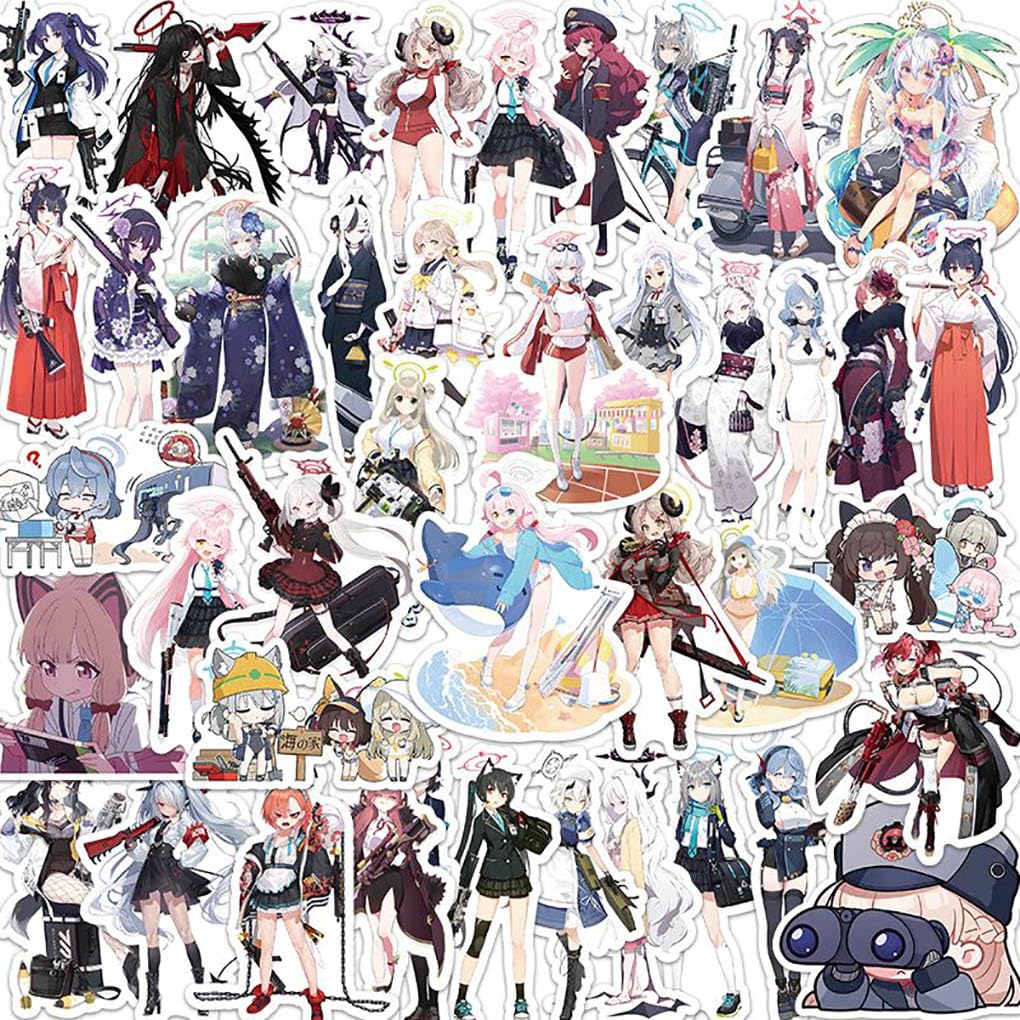 Azur Lanes Stickers, 55 Pcs Figure Vinyl Waterproof Sticker Decals for Party, Water Bottle Scrapbook Laptop Skateboard Computer for Teens Students
