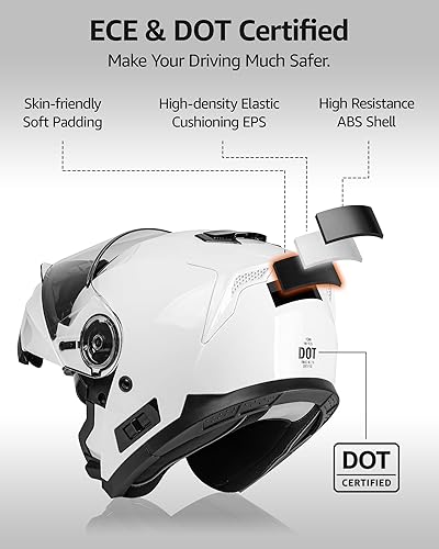 Miniatura 4 de Yema Cascos de motocicleta modulares, Casco integral de motocicleta aprobado por DOT con visera doble abatible, Cascos para adultos, hombres,