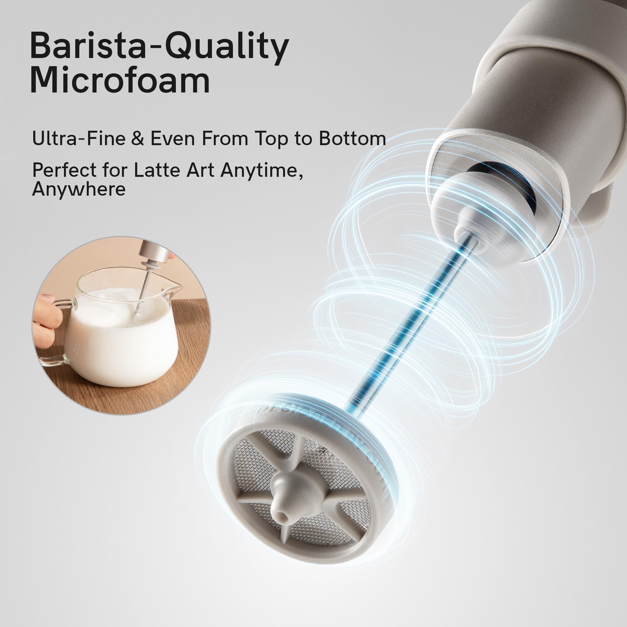 OutIn LattoGo Mousseur à Lait Électrique Portable, Émulsionneur Rechargeable, Mini Mixeur & Fouet pour Latte Art (avec Étui de Voyage)