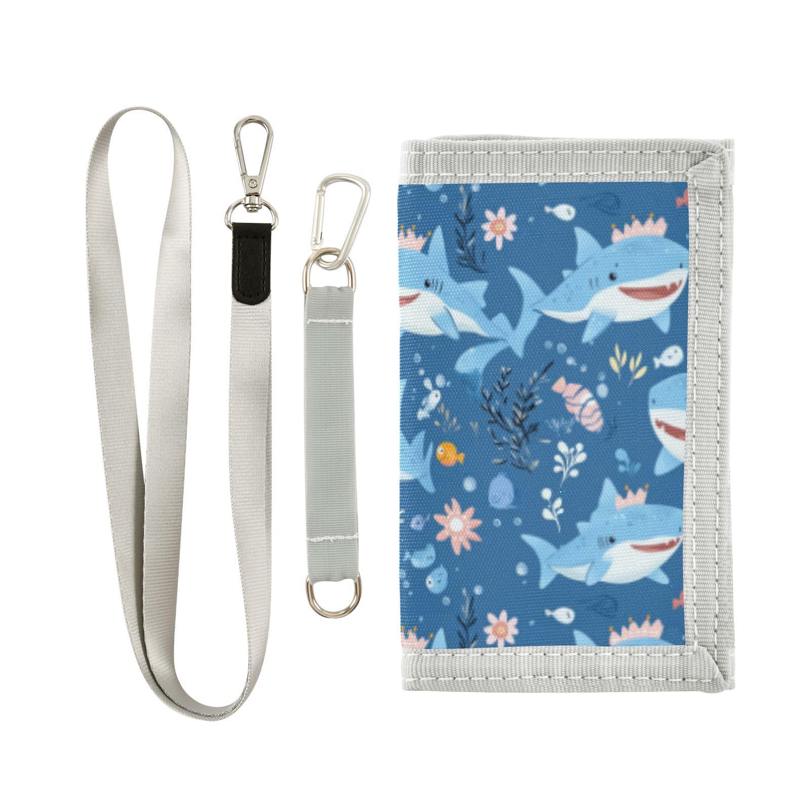 Wusikd Sharks Little Crown Kids Wallet for Boys Girls Cute Toddler Trifold Wallet Novelty Wallet for Teens Women Men