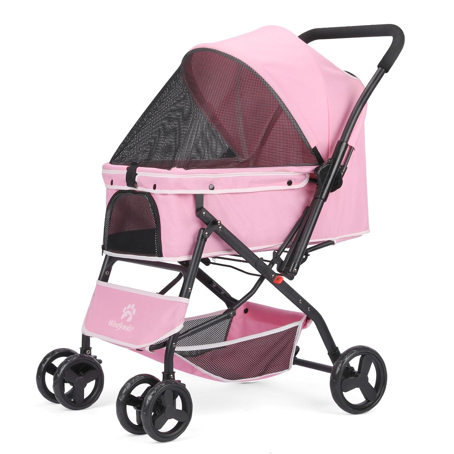 Timati Pet Stroller Dog Strollers for Medium Dogs and Cats with Reversible Handle, 360 Rotating Front Puppy Stroller for Small/Medium Dogs with Mesh Windows 4 Wheels Carts for Outdoor (Pink)