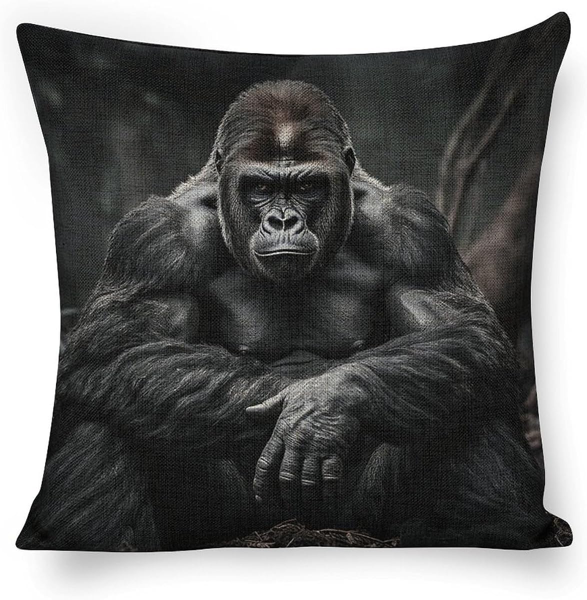 Gorilla on The Ground Throw Pillow Cover, 18 X 18 Inches Decorative Pillow Covers Linen Cushion Case for Bedroom Sofa Soft Square Lumbar Pillowcase for Couch Bed Chair