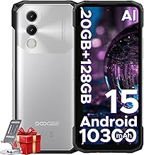 DOOGEE Blade 20 Rugged Smartphone Android 15, Rugged Phone 10300mAh, 20GB+128GB/2TB Unbreakable Phone 15.8mm, IPS HD+ Display 6.6", 16MP+ 8MP, 3 Card Slots/IP68/NFC/GPS/Face ID