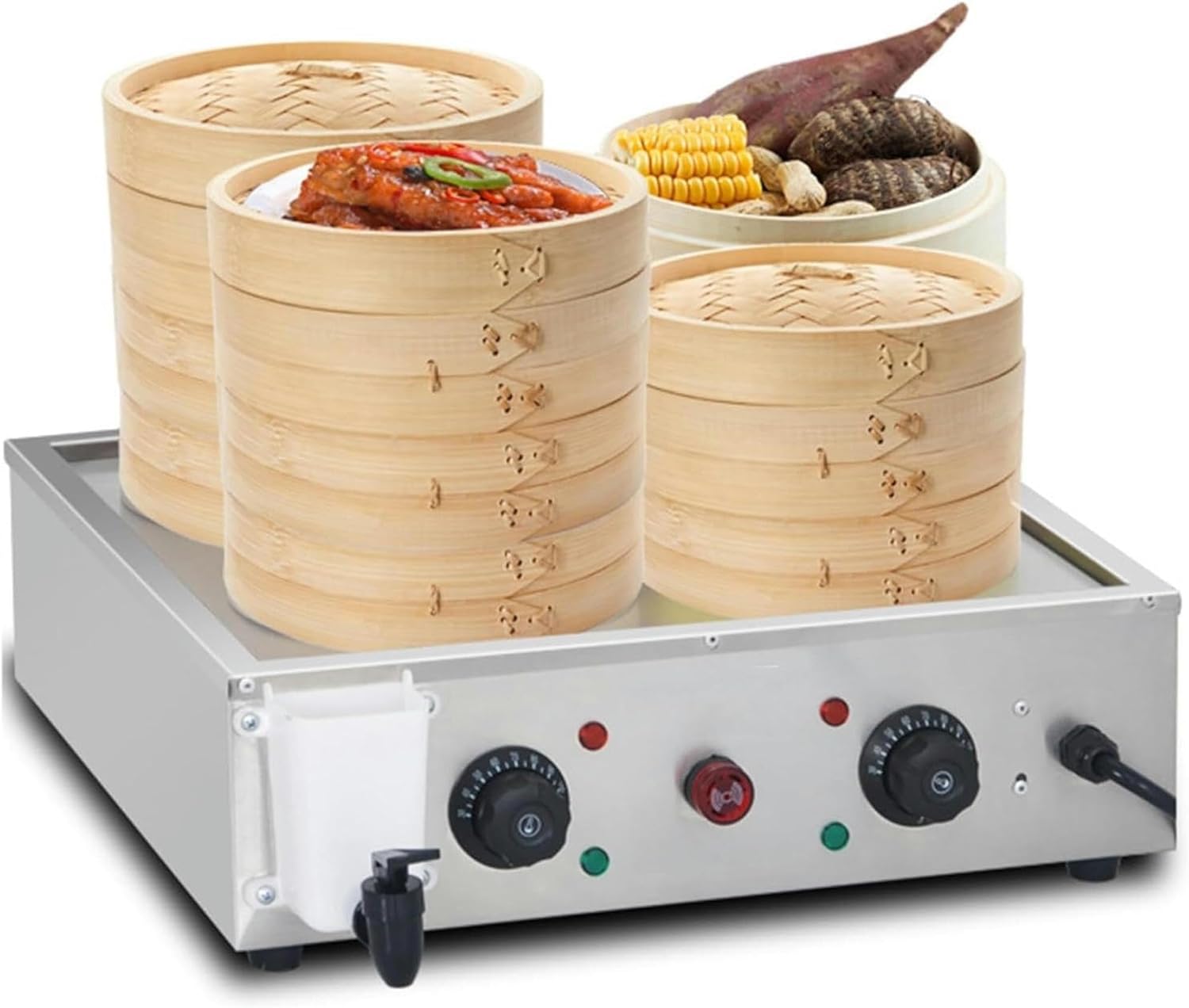 Food Steamer, 4-Hole Steamed Buns Machine with 5-6 Layers, Stainless Steel Commercial Steamed Buns Machine