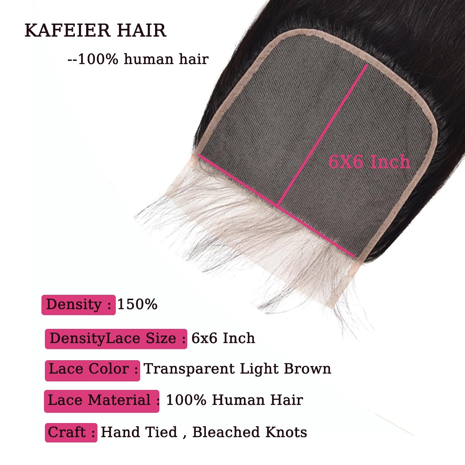 6x6 Hd Lace Closure Straight Free Part Unprocessed Virgin Brazilian Human Hair Lace Pieces With Baby Hair Bleached Knots Wet And Wavy Sew In Hair Extensions Natural Color 14 Inch
