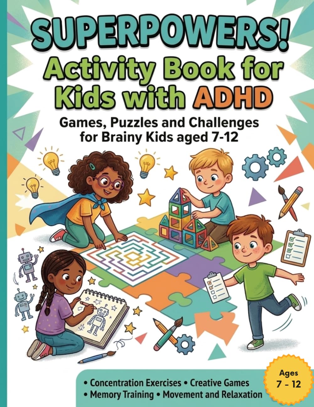 SUPERPOWERS! Activiti Book For Kids With ADHD: ADHD Word Search For Kids | ADHD Workbook | ADHD Focus Words