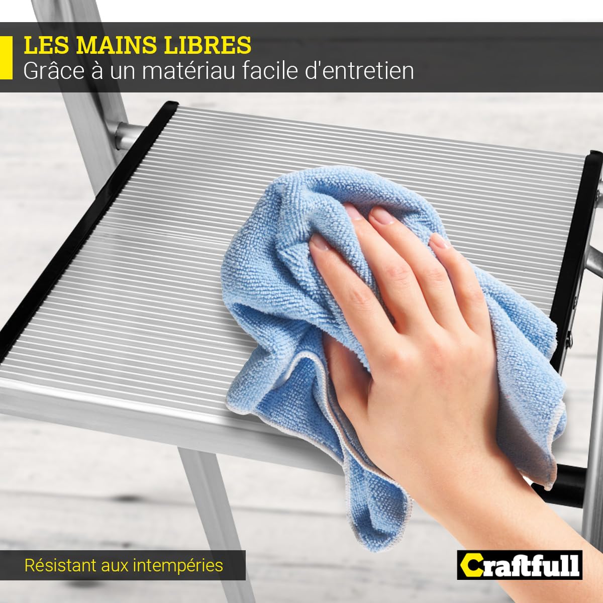 𝐂𝐑𝐀𝐅𝐓𝐅𝐔𝐋𝐋 Échelle en Aluminium CF-133B | 3-6 marches - Pliable - Jusqu’à 150 kg - Échelle ménagère avec Espace de Rangement - Échelle - Escabeau