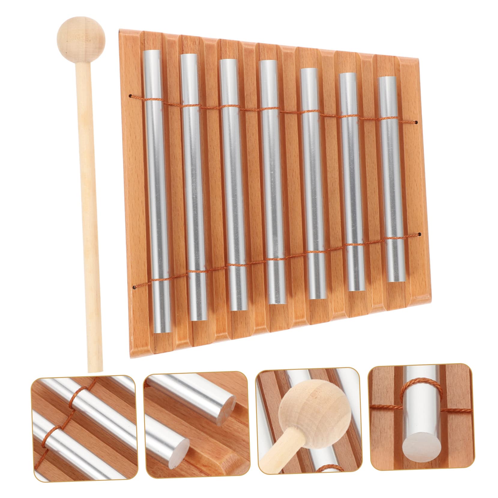 Beaupretty Set Campanelli a Percussione in Legno e Metallo 7 Toni per Ragazzo Ragazza, Strumento Musicale Educativo per Scuola e Casa, Gioco Didattico Coordinazione Mano-occhio, Regalo Feste
