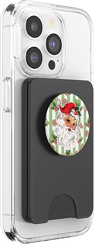 Miniatura 10 de PopSockets PopGrip estándar de rayas de bastón de caramelo navideño de Papá Noel